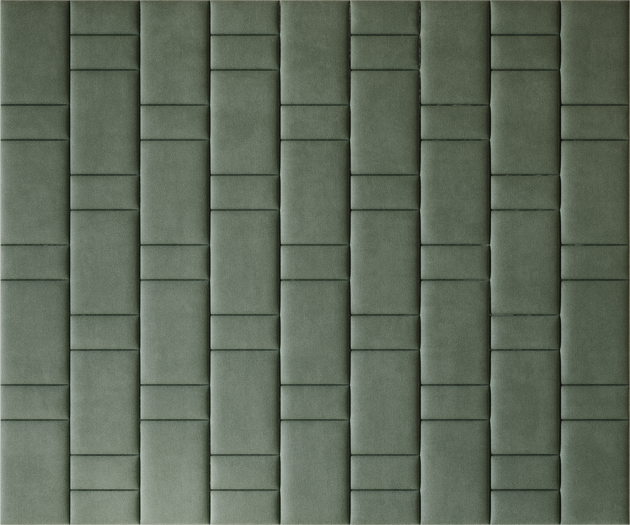 Upholstered wall panels Brick in Olive finish, modern geometric design and acoustic comfort