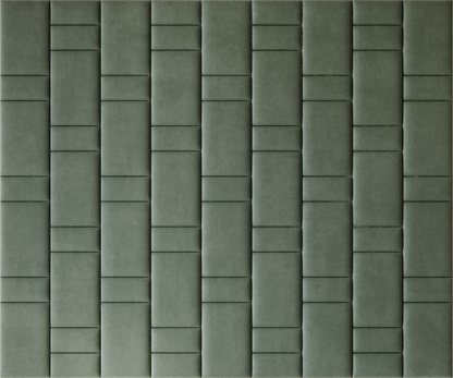 Upholstered wall panels Brick in Olive finish, modern geometric design and acoustic comfort