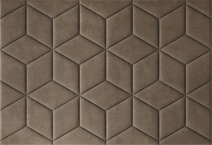 Upholstered wall panels Hexa in Bark finish, modern geometric design and acoustic comfort