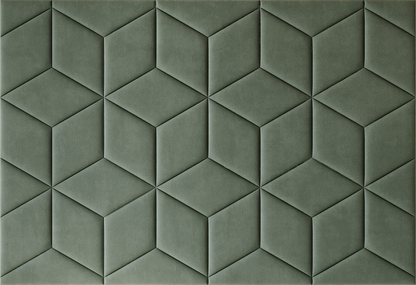 Upholstered wall panels Hexa in Olive finish, modern geometric design and acoustic comfort