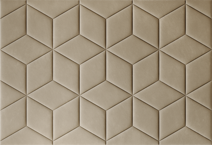 Upholstered wall panels Hexa in Ivory finish, modern geometric design and acoustic comfort