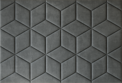 Upholstered wall panels Hexa in Seal finish, modern geometric design and acoustic comfort