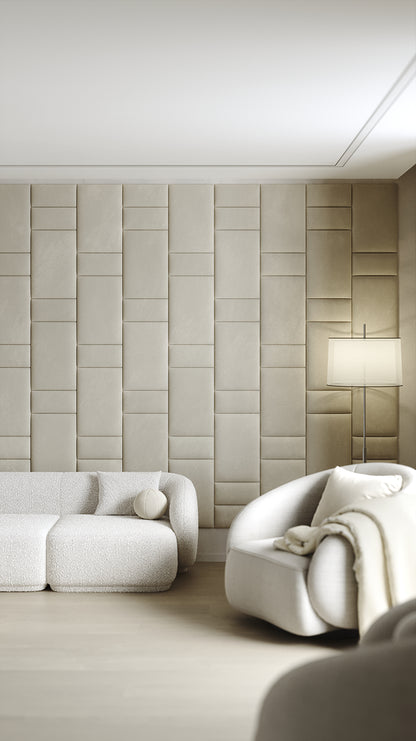 Upholstered wall panels Brick in Ivory finish, modern design 