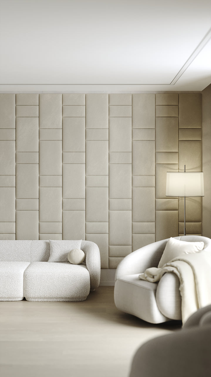 Upholstered wall panels Brick in Ivory finish, modern design 