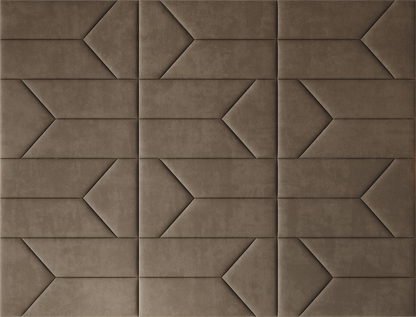 Upholstered wall panels Pulse in Bark finish, modern geometric design and acoustic comfort