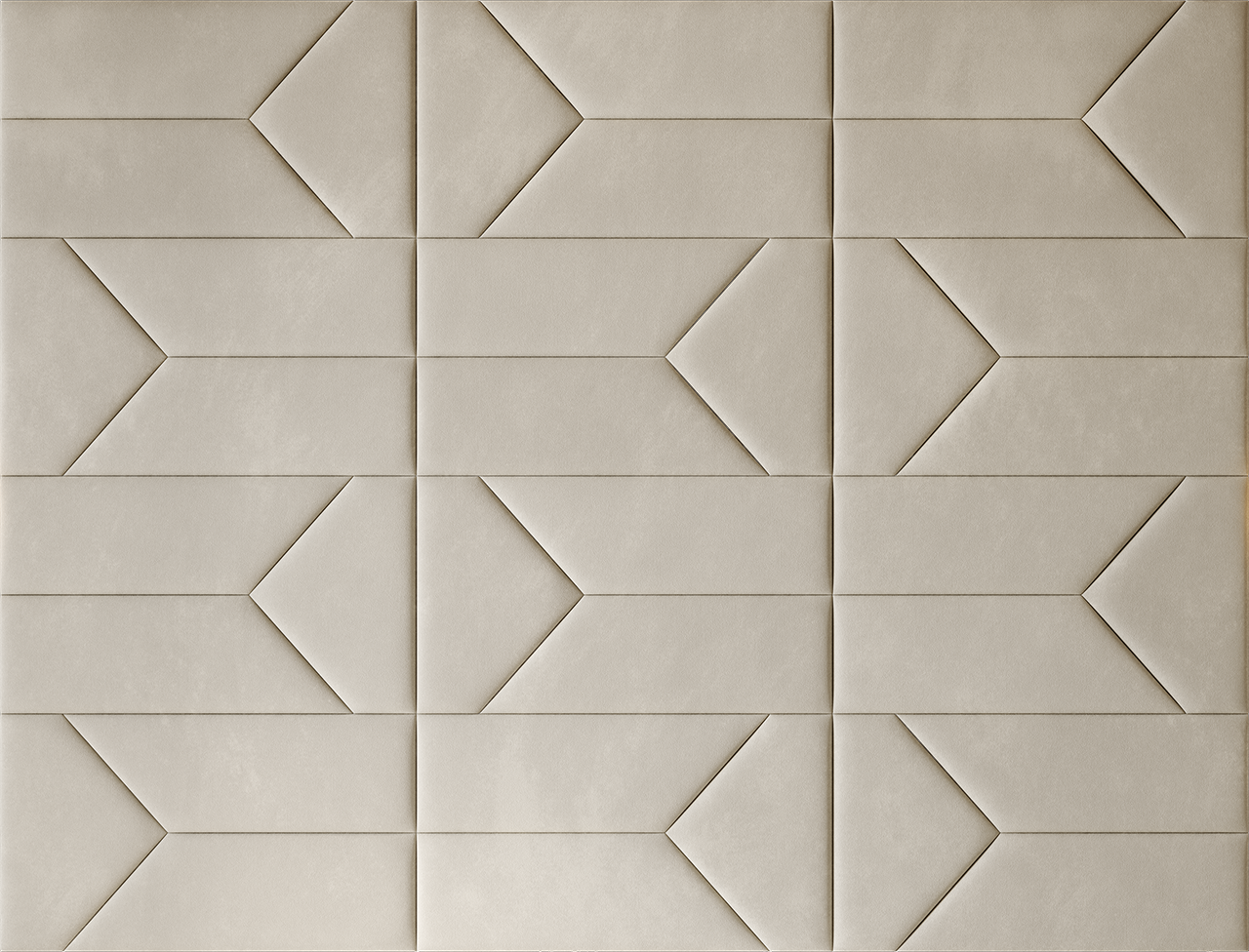 Upholstered wall panels Pulse in Ivory finish, modern geometric design and acoustic comfort