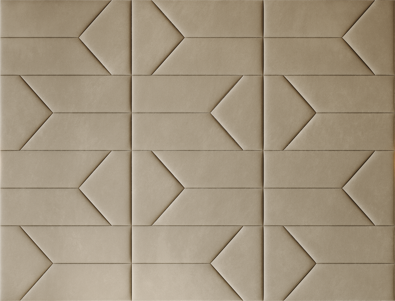 Upholstered wall panels Pulse in Sand finish, modern geometric design and acoustic comfort