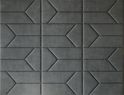 Upholstered wall panels Pulse in Seal finish, modern geometric design and acoustic comfort