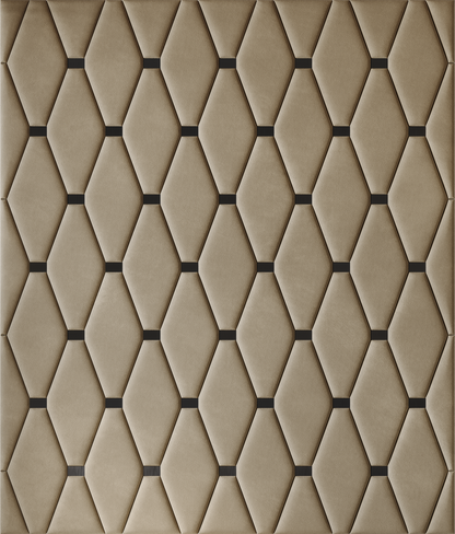 Upholstered wall panels Wave with Black metal inserts and Sand finish, modern geometric design and acoustic comfort