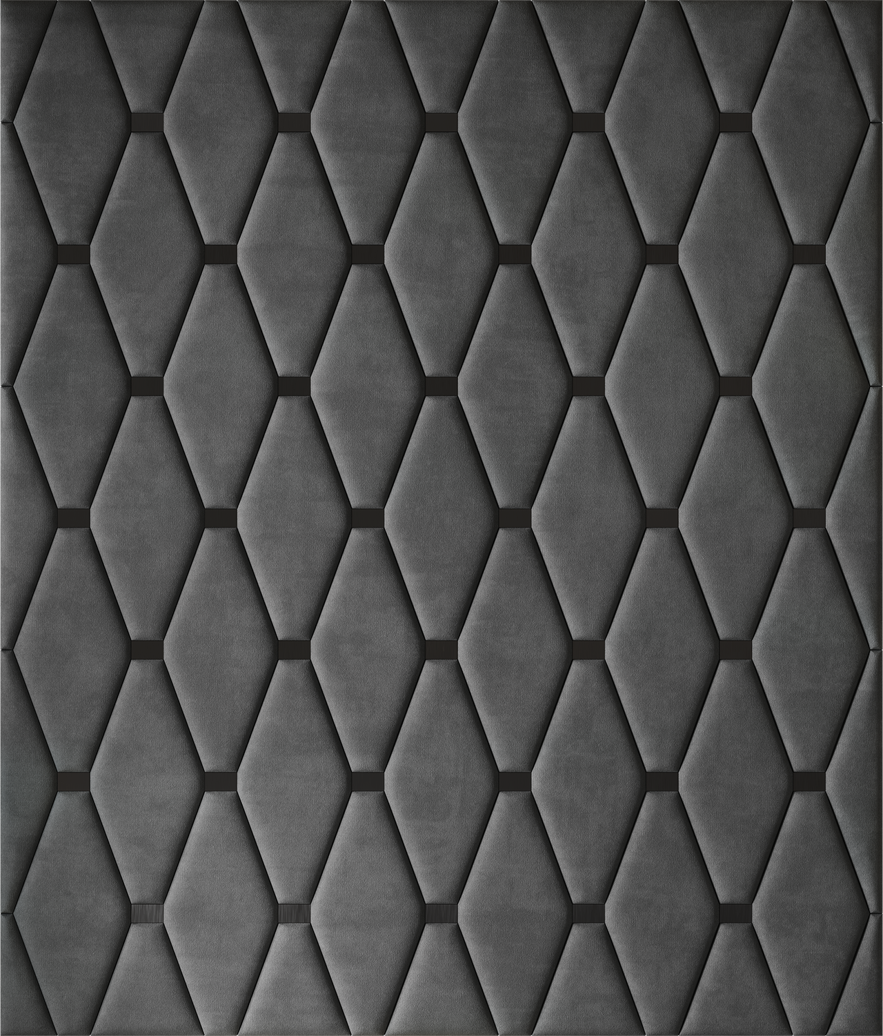 Upholstered wall panels Wave with Black metal inserts and Seal finish, modern geometric design and acoustic comfort
