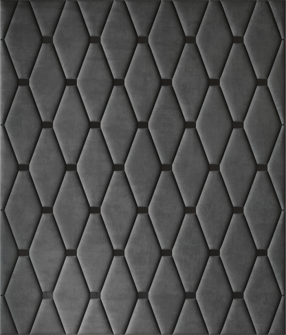 Upholstered wall panels Wave with Black metal inserts and Seal finish, modern geometric design and acoustic comfort